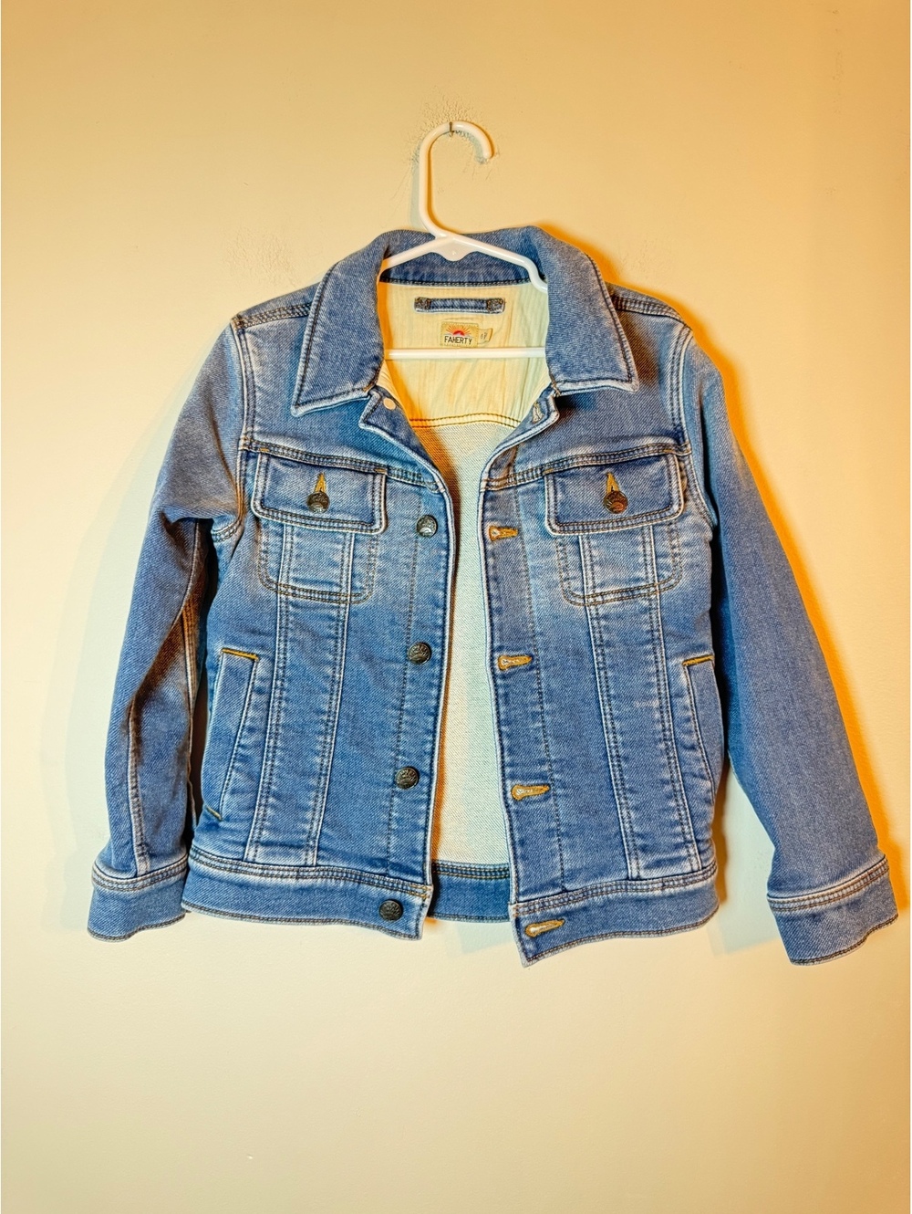 Faherty Denim Jacket Size 6 Light Blue